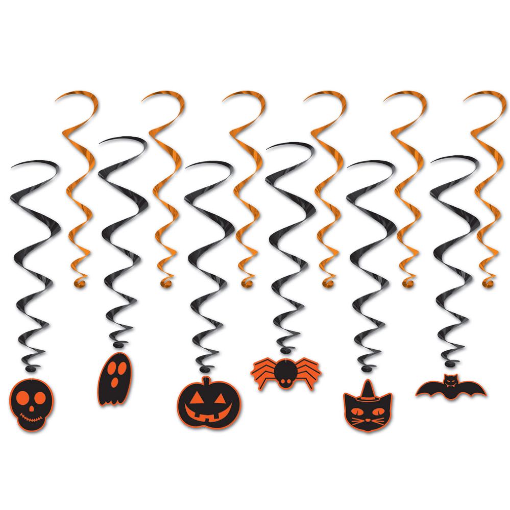6 Pieces of Halloween Whirls 6 Whirls W/icons; 6 Plain Whirls