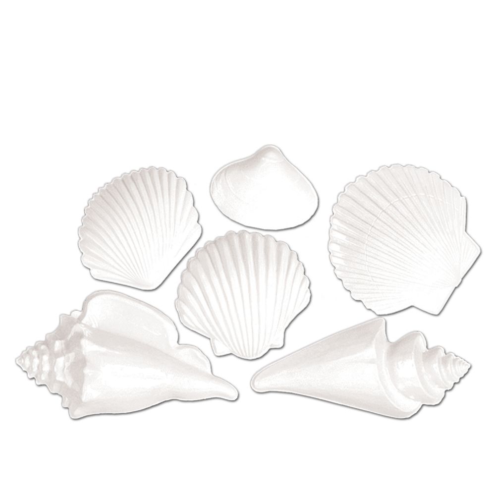 12 Pieces of White Plastic Seashells