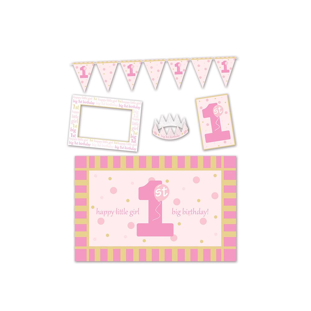 6 Pieces of 1st Birthday High Chair Decorating Kit Pink