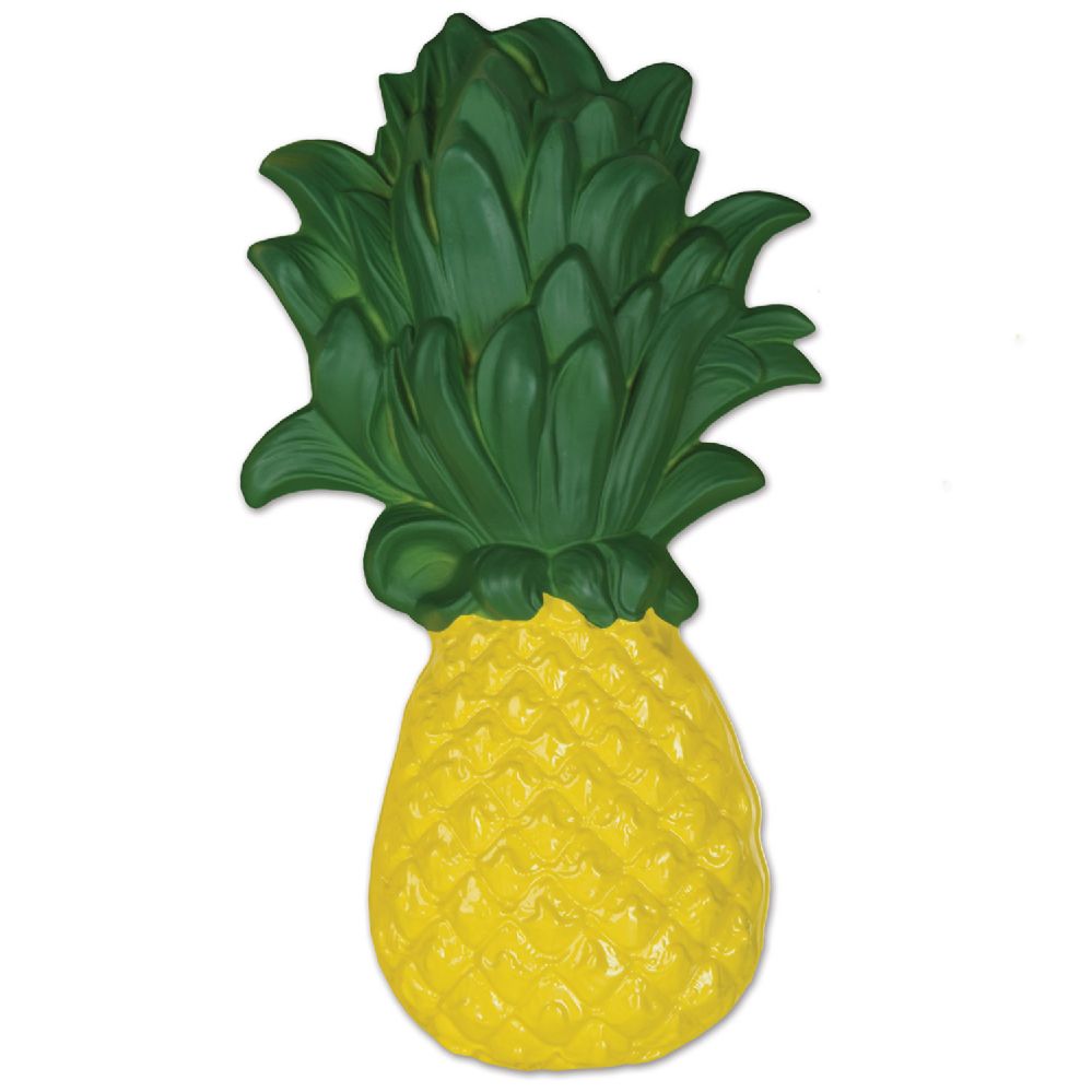 24 Pieces of Plastic Pineapple Yellow W/green Print