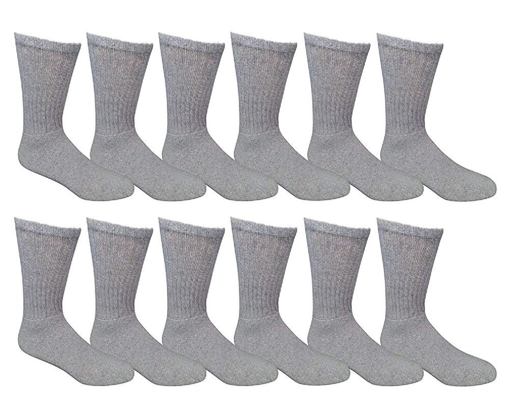 12 Wholesale Yacht & Smith Kids Cotton Crew Socks Gray Size 6-8