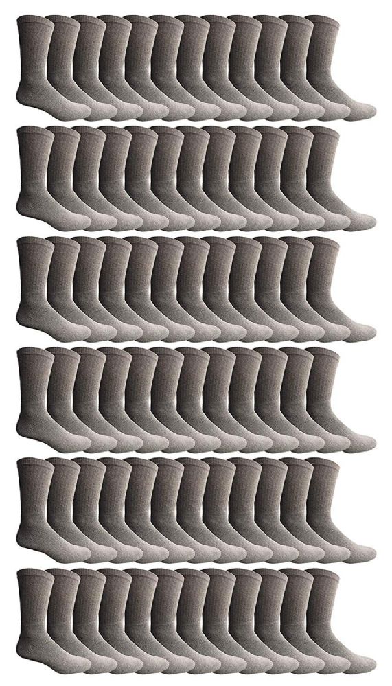 240 Wholesale Yacht & Smith Kid's Cotton Terry Cushioned Gray Crew Socks