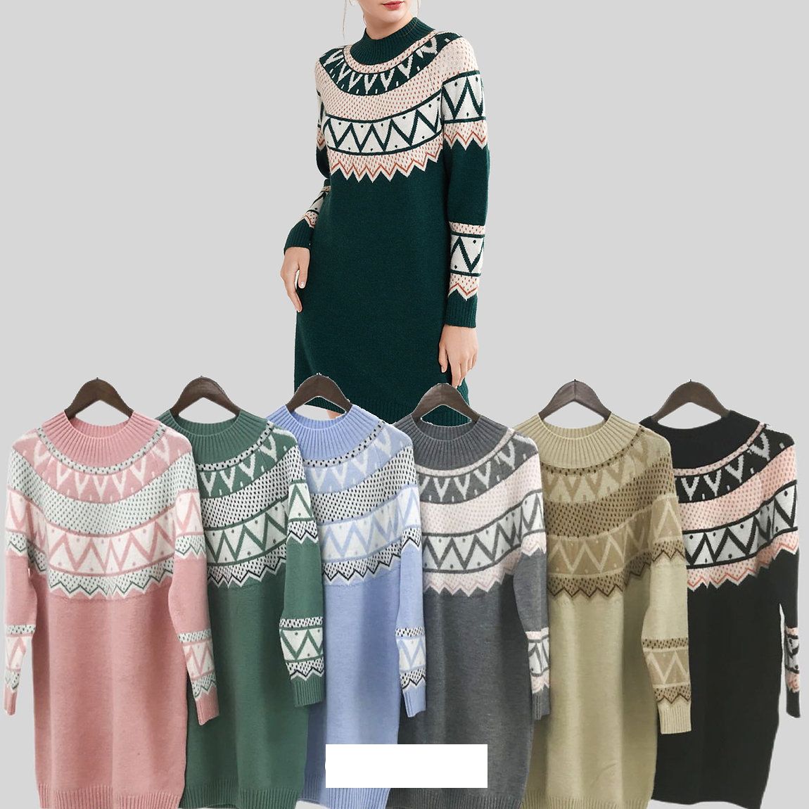 12 Pieces Assorted Color Knitted Cashmere Tribal Design Dresses L/xl - Womens Sundresses & Fashion