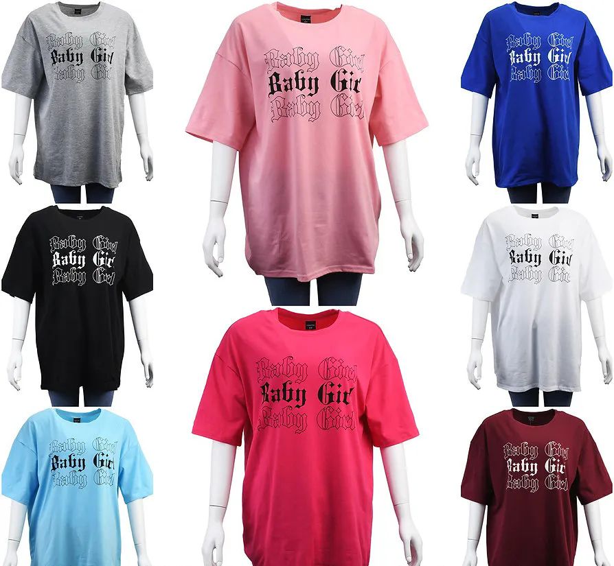 24 Pieces of Womens Baby Girl Print Oversized T-Shirt Size S / M