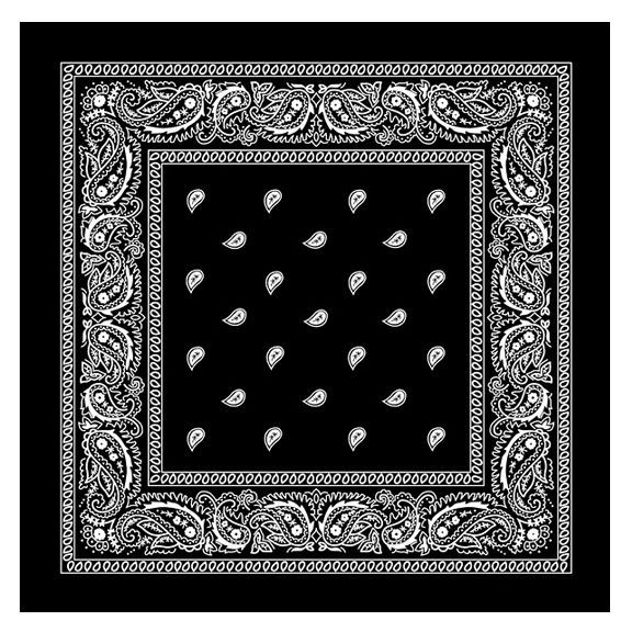 36 Pieces of Black Paisley Printed Cotton Bandana
