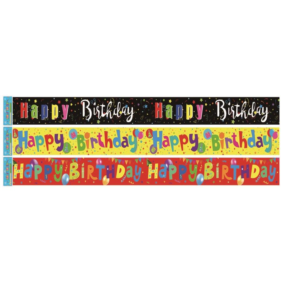 96 Pieces Birthday Foil Banner In Black - Party Banners