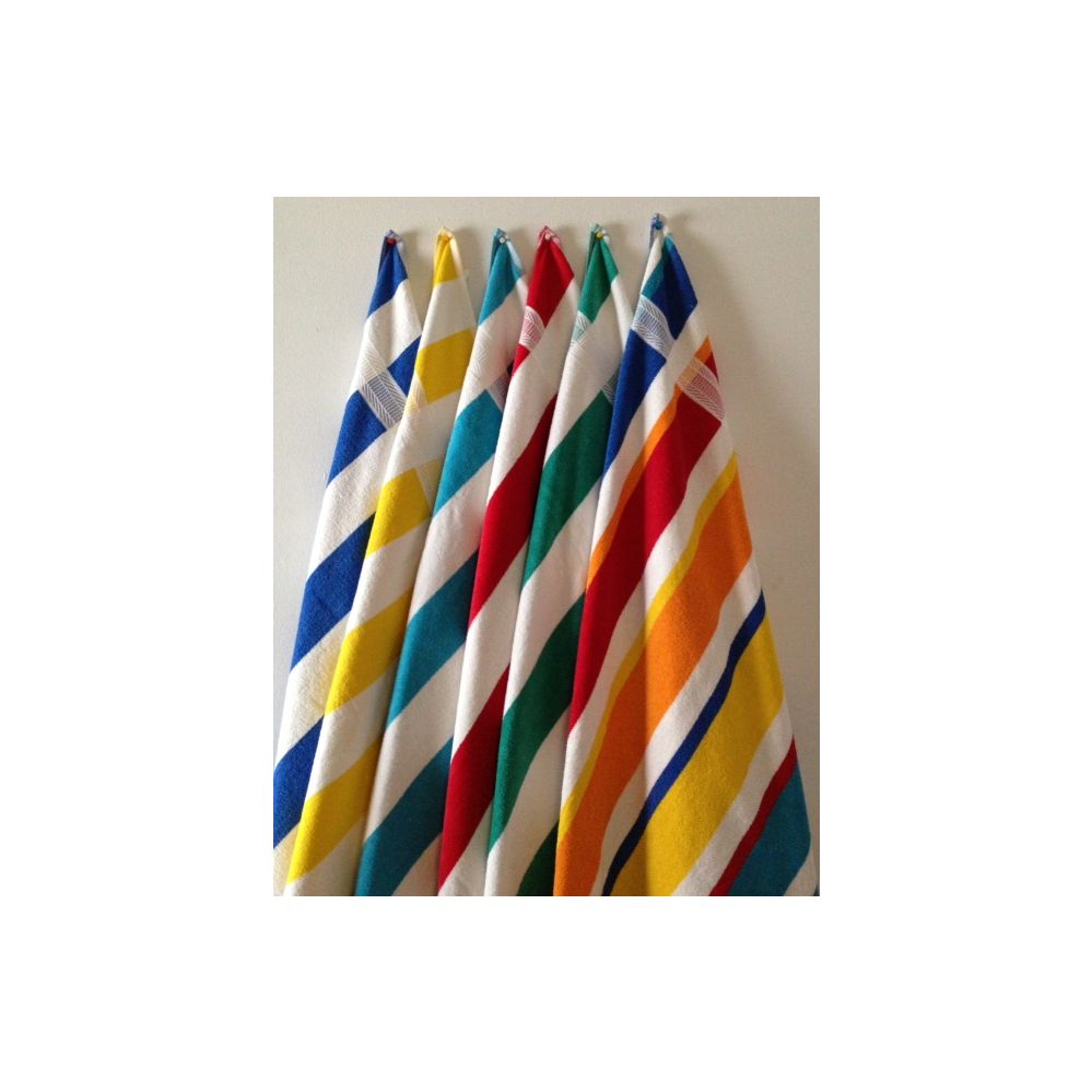 12 Pieces of Cabana StripeS-Top Of The Line Beach Towel 100% Cotton Yellow Color