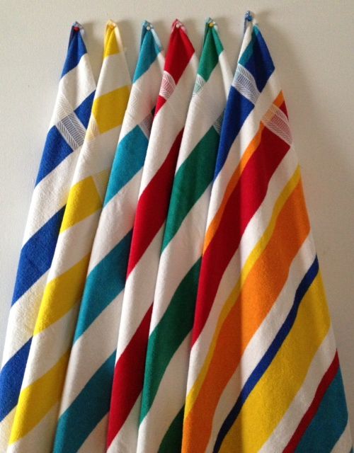 12 Pieces of Bk Cabana StripeS-Top Of The Line Beach Towel 100% Cotton Multi Striped