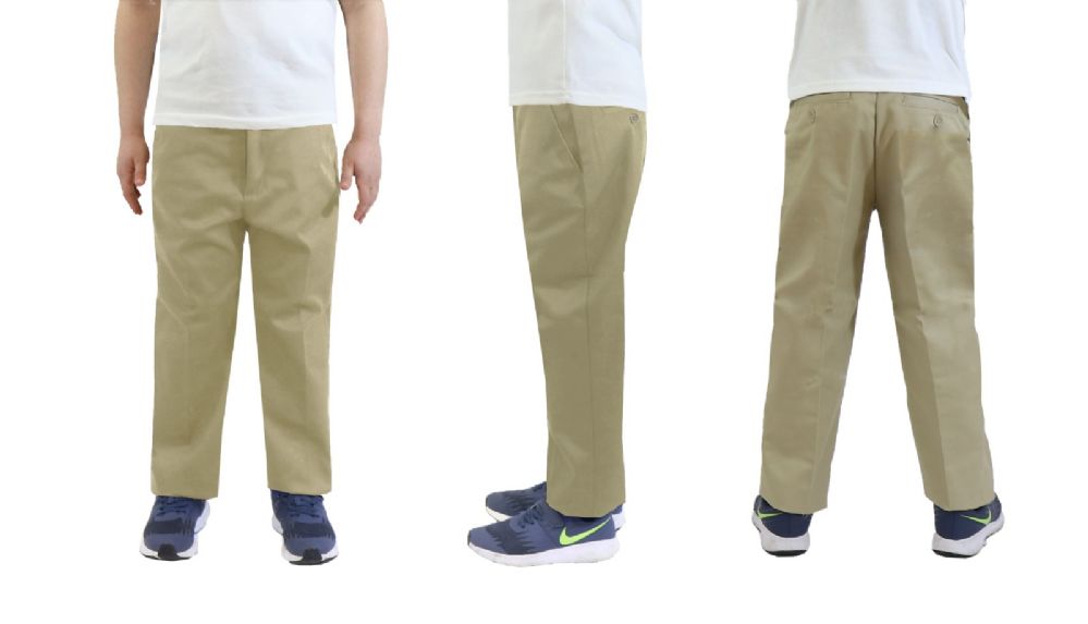 24 Pieces of Boy's Flat Front School Uniform And Casual Pants, Khaki Size 16