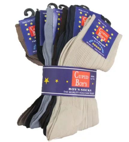 96 Pieces Boy's Nylon Dress Socks Assorted Color Size xl - Boys Crew Sock