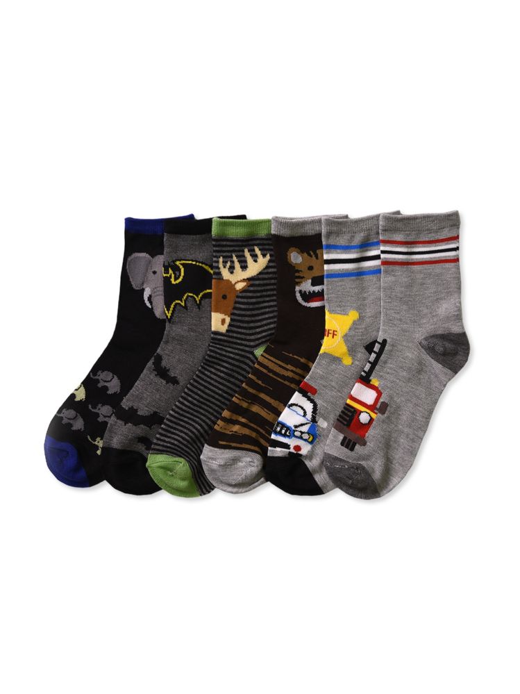 216 Pairs of Boys Assorted Design Printed Crew Sock Size 4-6