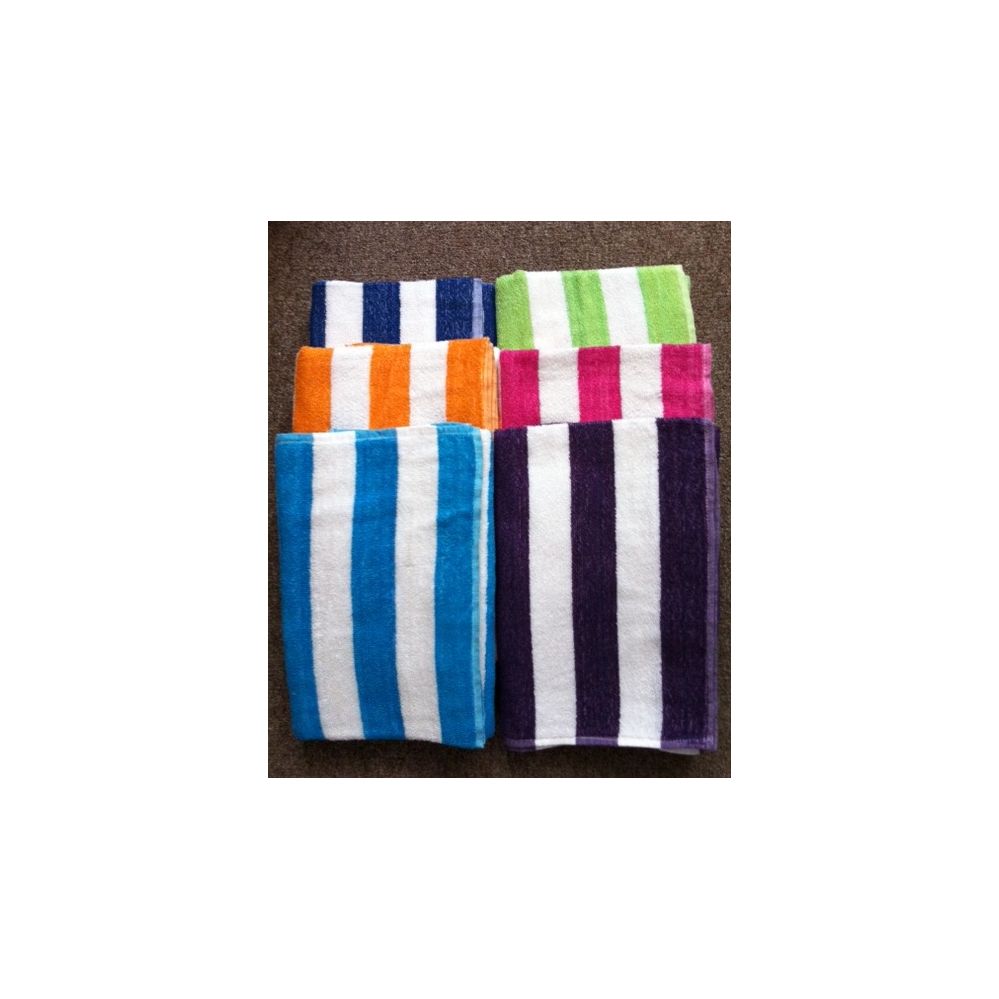 24 Pieces of Cabana Stripe 100% Beach Towels Assorted Colors Size 32x65