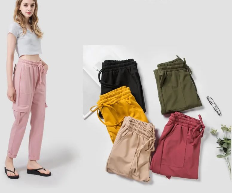 24 Pieces of Womens Capri Length Acrylic Material Pants Size L