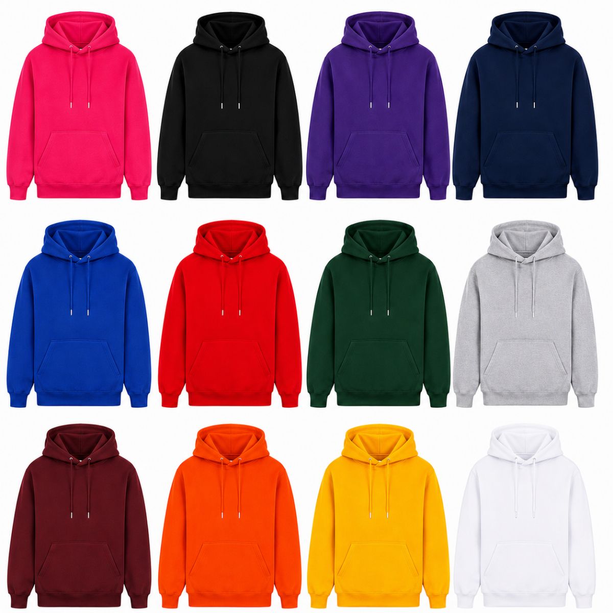 24 Pieces Cotton Fleece Assorted Mixed Color Hoodie With Draw String Closure Size M - Mens Sweat Shirt