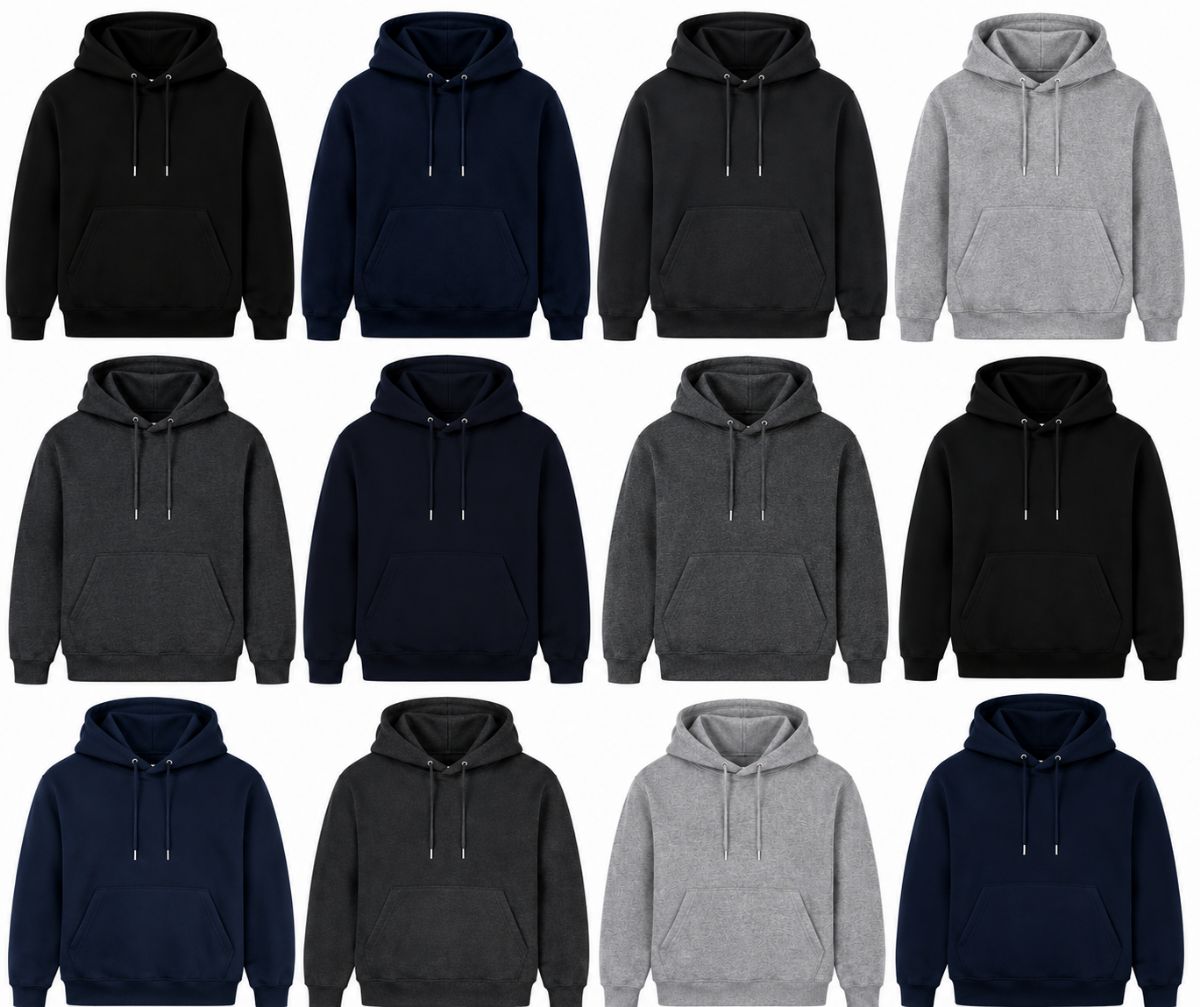 24 Pieces Cotton Fleece Assorted Mixed Color Hoodie With Draw String Closure Size 2XL - Mens Sweat Shirt