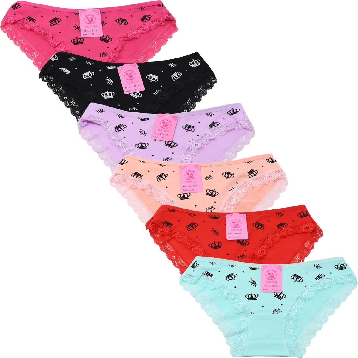 48 Pieces of Cotton Panties Graphic Print In Assorted Colors Medium