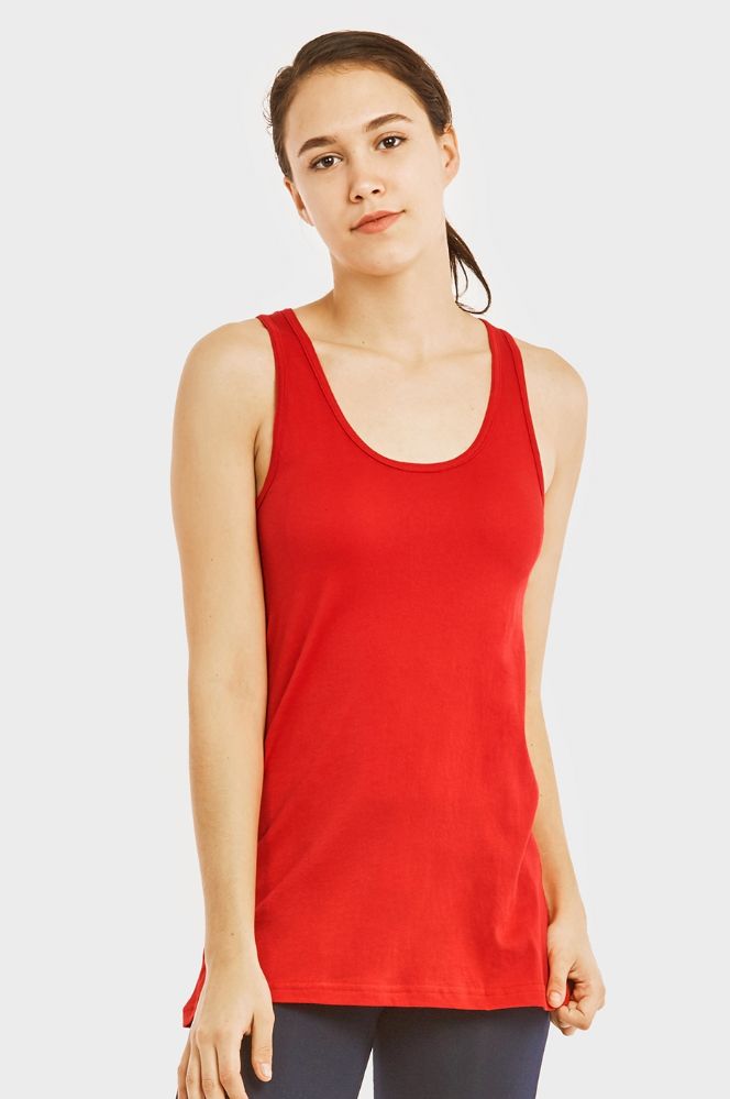 72 Wholesale Cottonbell Ladies Loose Fit Jersey Tank Top In Red Size Medium