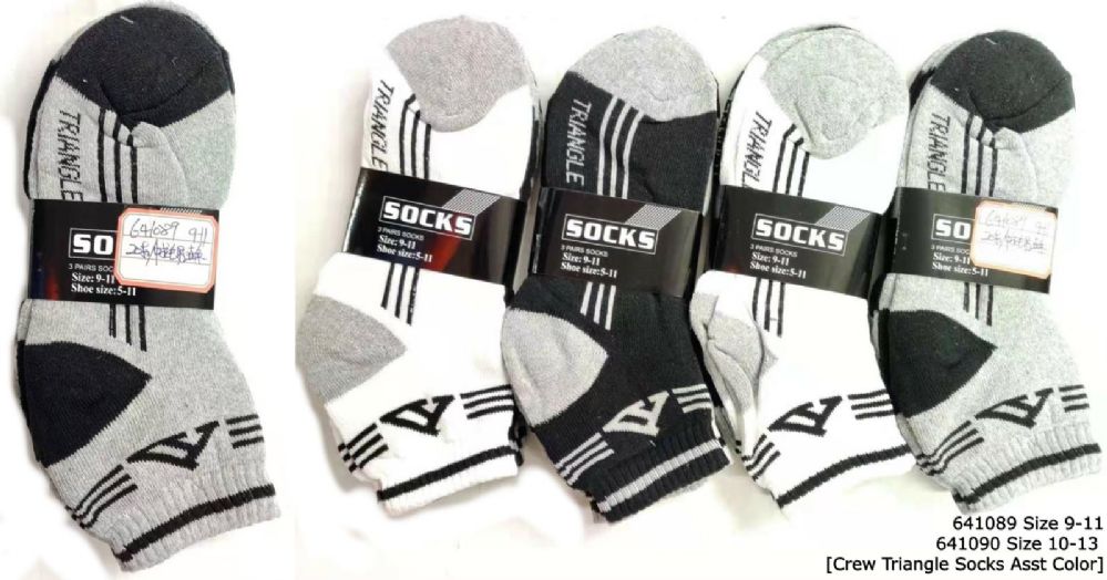 Crew Sock Assorted Color Size 10 -13