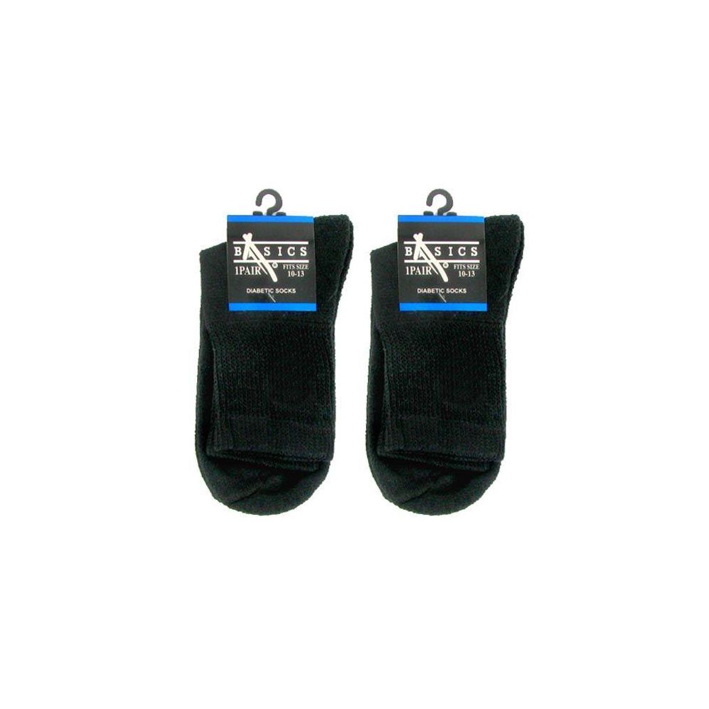 120 Pairs Diabetic Crew Socks 10-13 Black Basics Singe Pair - Men's Diabetic Socks