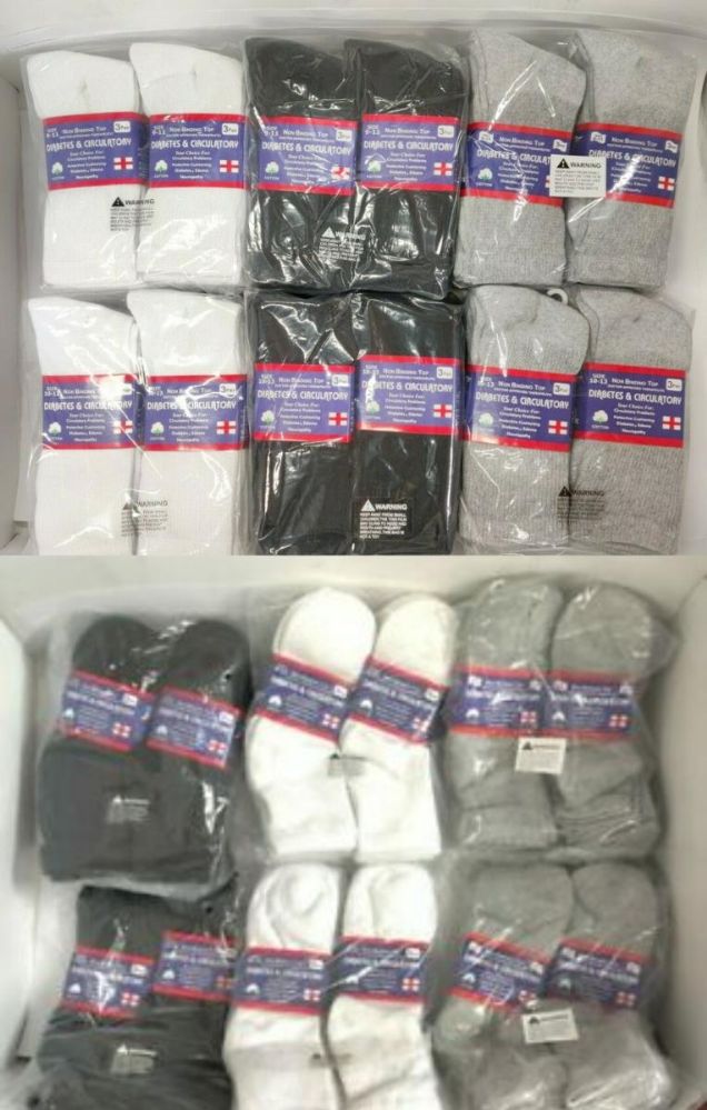 240 Bulk Diabetic Socks Assorted Color Size 10-13