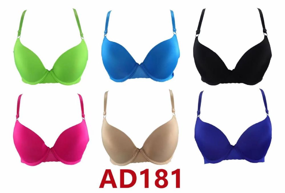 120 Wholesale Fashion Padded Bras Packed Assorted Colors With Adjustable  Straps Size 32 B To 42 D - at 