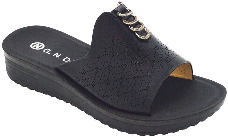 12 Wholesale Fashion Platform Sandals For Women Sole Open Toe In Color Black Size 7-11