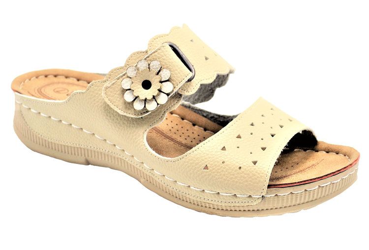 Wholesale Footwear Fashion Women Sandals Round Toe Color Beige Size 7-11