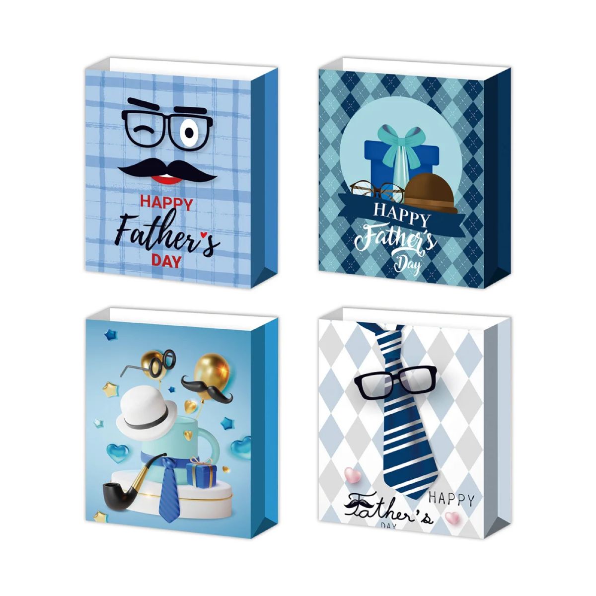 72 Pieces Father's Day Gift Bag Large 10.5 X 13 X 5.5 inch - Mothers Day