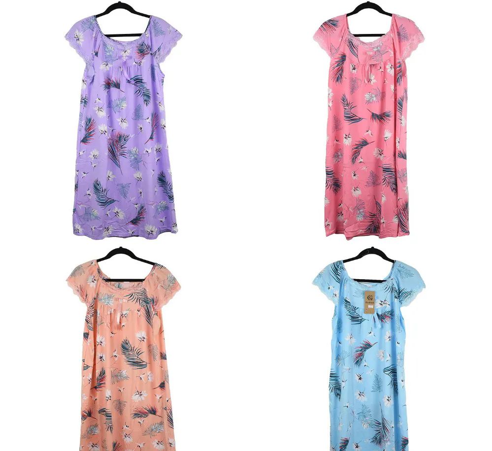 24 Pieces of Women Floral Design Mix Design Night Gown Size L