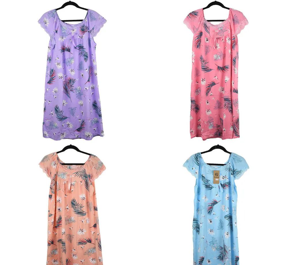 24 Wholesale Women Floral Design Mix Design Night Gown Size 2xl
