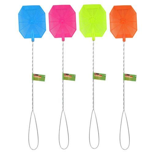 48 Pieces of Fly Swatter With Metal Handle Assorted Colors 22 Inch