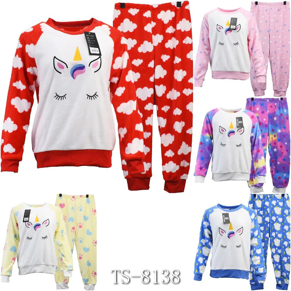 12 Wholesale Fuzzy Pajama Unicorn Style Size L/ xl