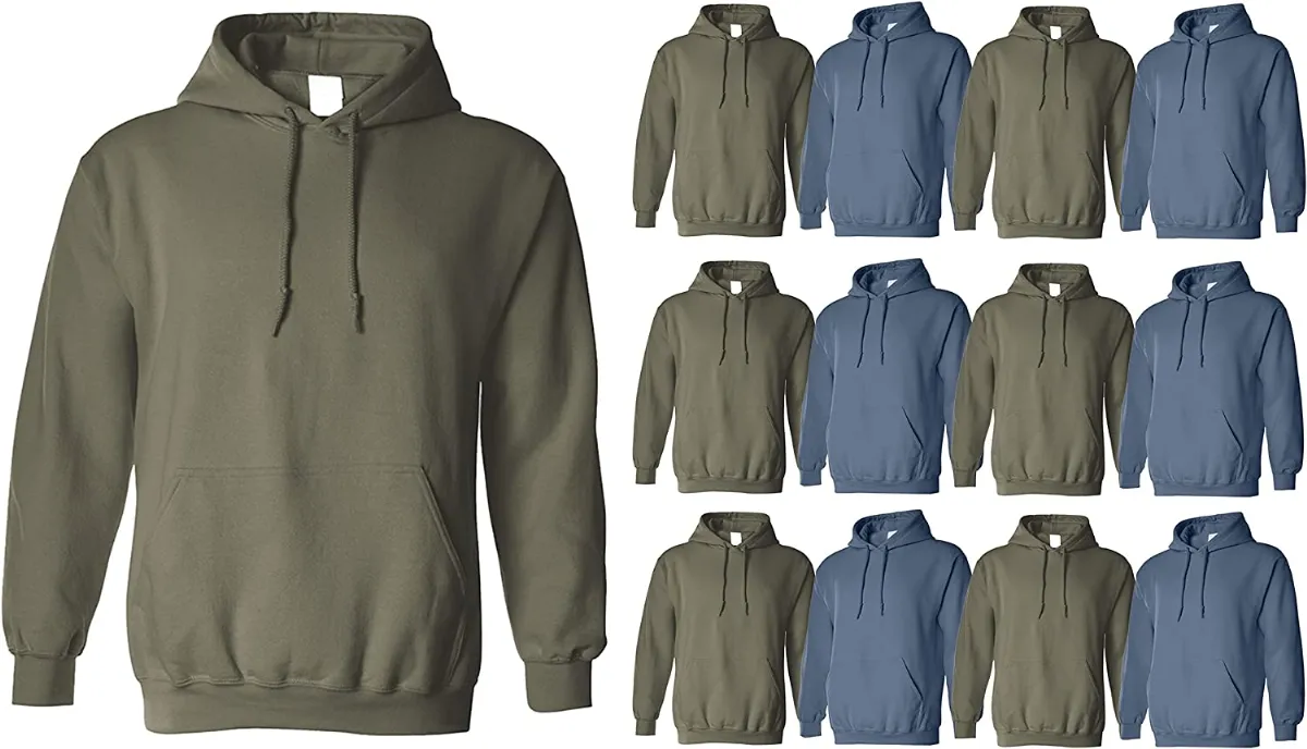 12 Pieces of Men's Irregular Cotton Hoodie Sweatshirt In Assorted Colors 2xlarge