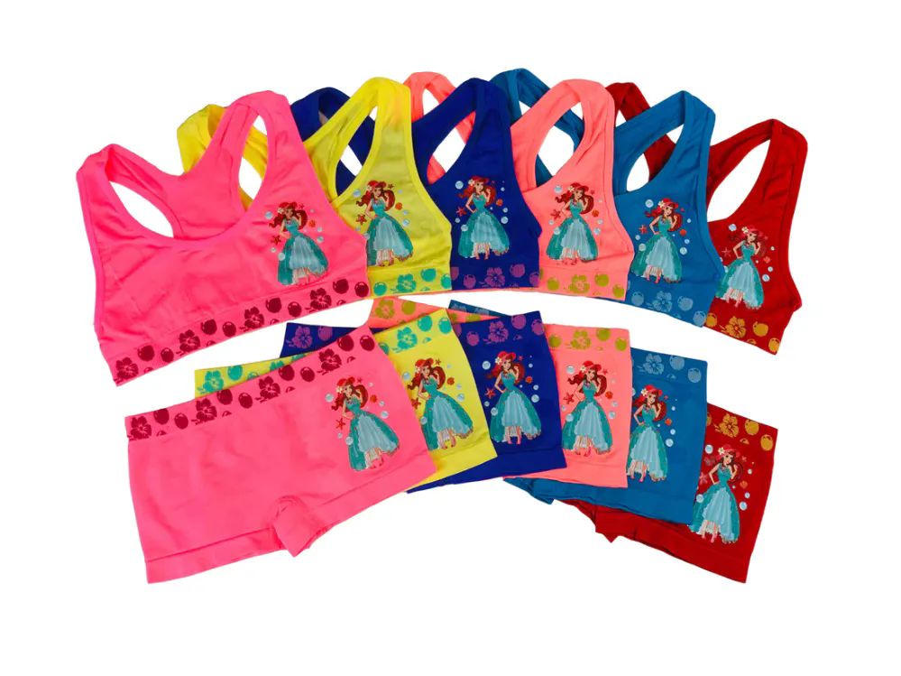 36 Pieces of Girl's Seamless Racer Back Bra + Boxer Set (ariel) In Small