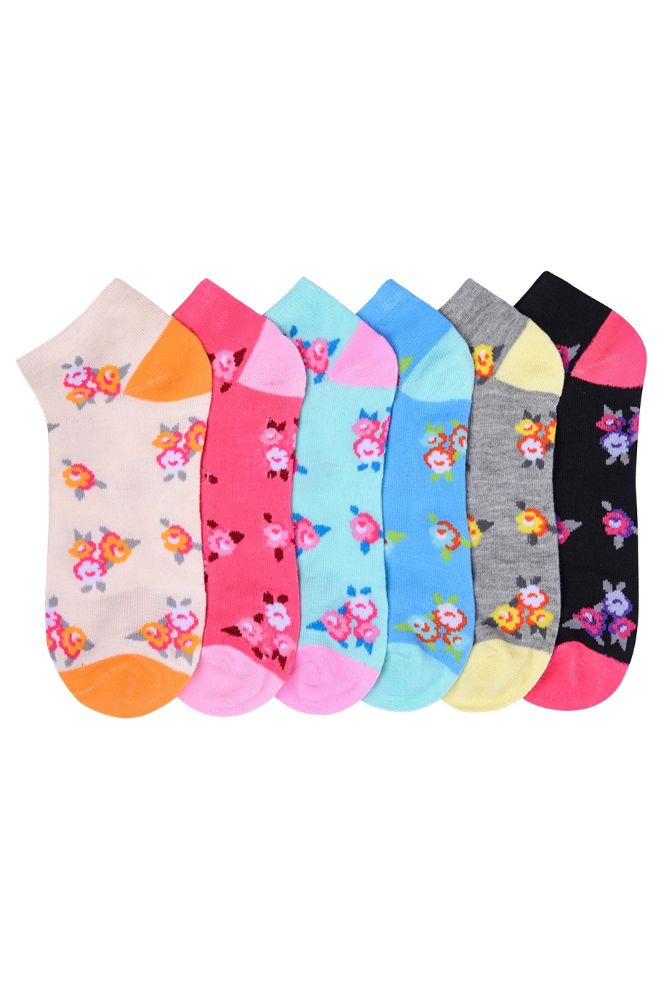 432 Pairs of Girls Printed Casual Spandex Ankle Socks Size 9-11