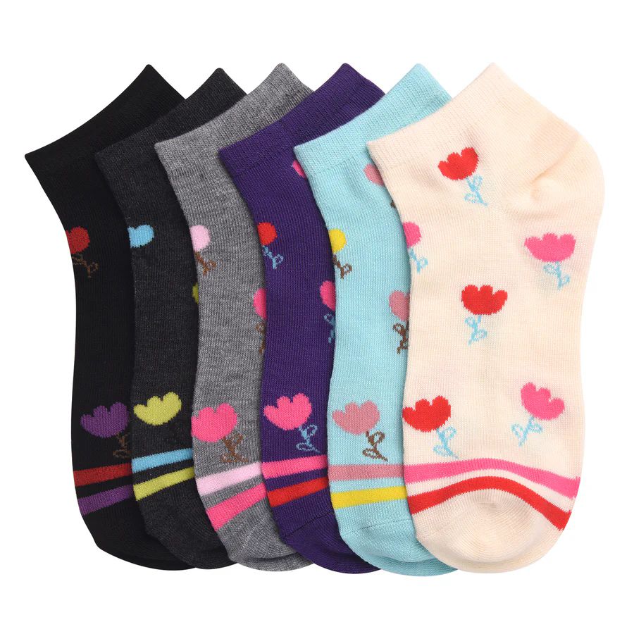 432 Pairs of Girls Printed Casual Spandex Ankle Socks Size 4-6 Tulip 2