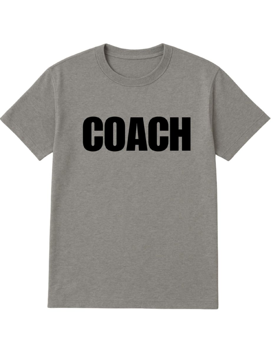 6 Wholesale Gray Coach T-Shirt Size M, Cotton Blend Printed In Usa For Sports & Team Leaders