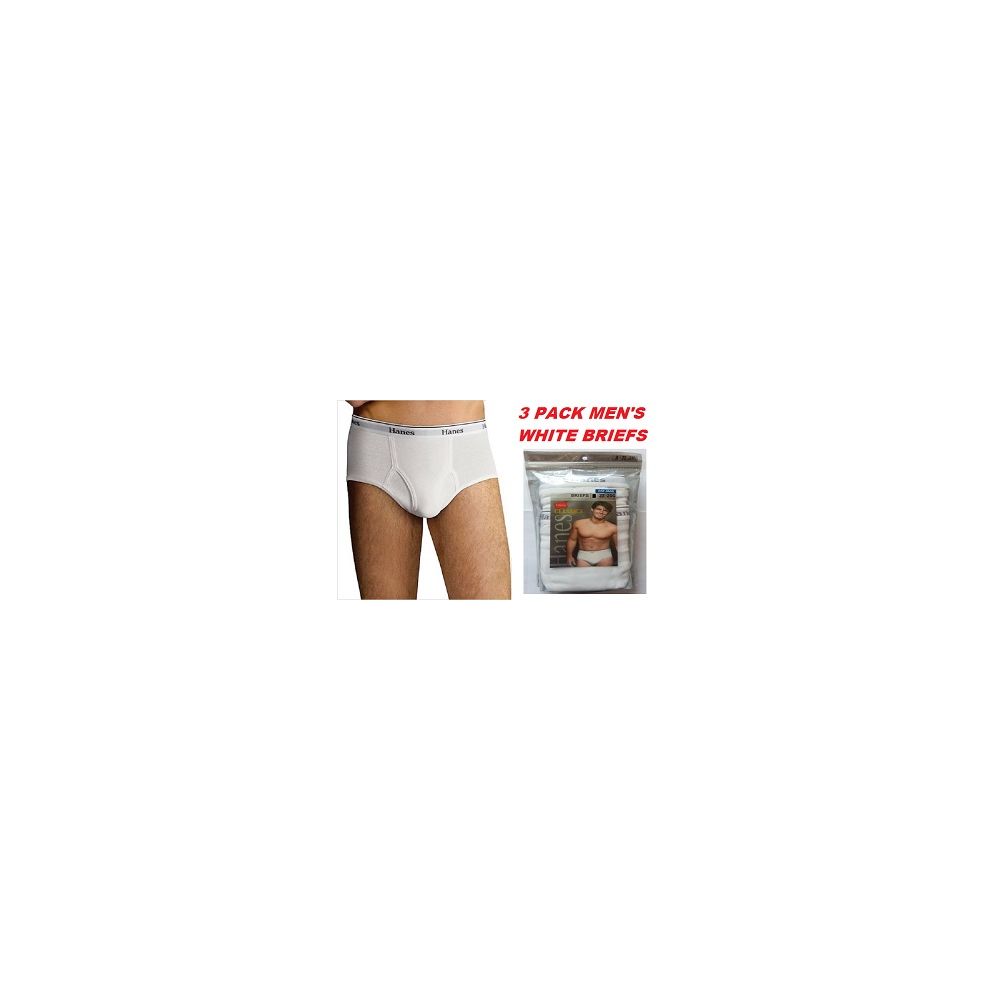24 Wholesale Hanes 3 Pack Men's White Briefs ( Slightly Imperfect Size Large