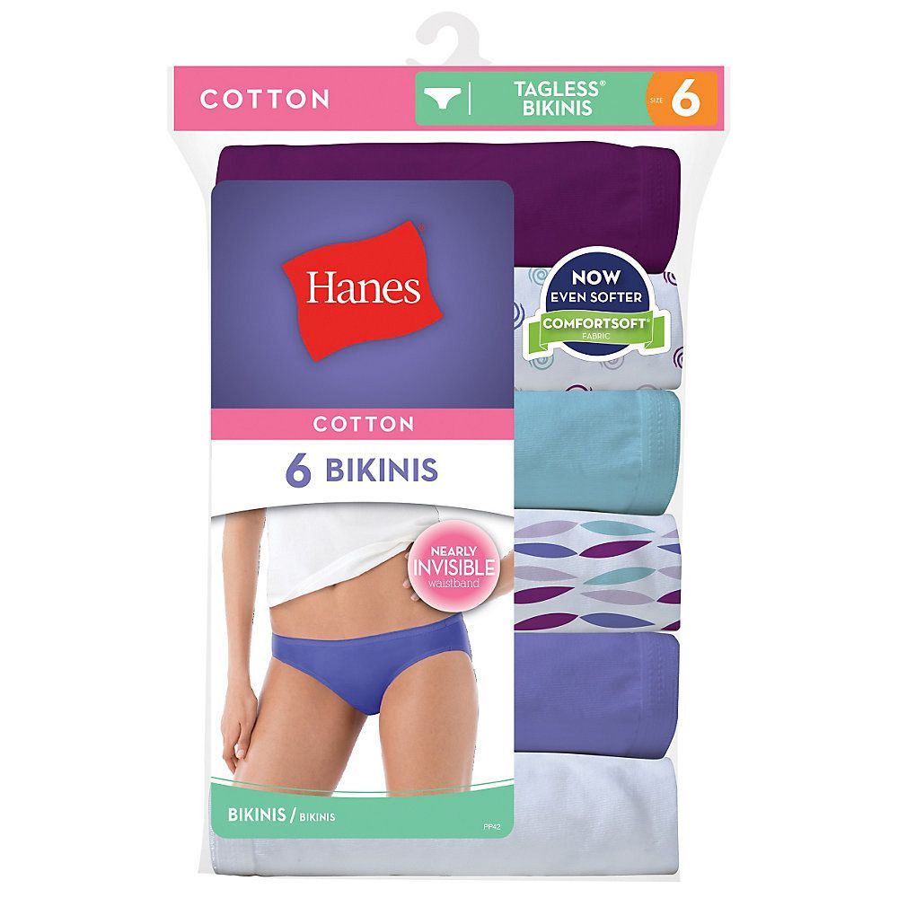 24 packs Hanes 6 Pair Almost Invisible Tagless Bikini Medium - Womens Panties & Underwear