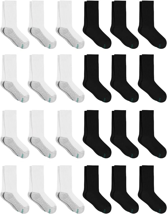 180 Pairs of Hanes Boys Assorted Color Crew Socks Size 9-11