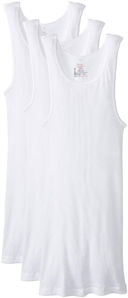 Hanes Classics Men's Tagless Comfortsoft White A-Shirt 3-Pack Size M - Mens T-Shirts