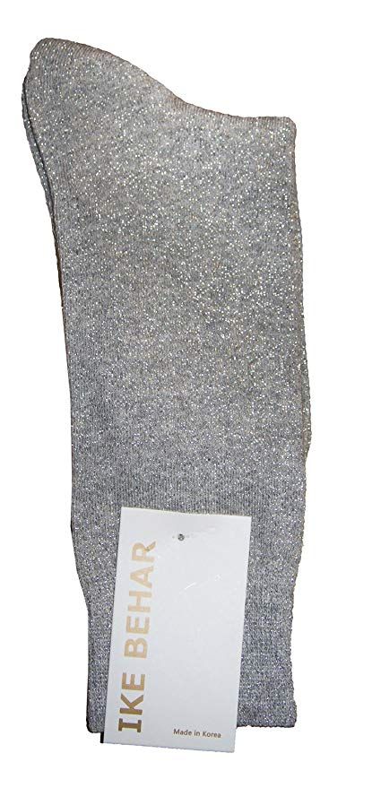 Ike Behar Men's Designer Glitter Dress Socks, Tuxedo Socks , Fits Shoe Sizes 7-12 Light Gray - Mens Dress Sock