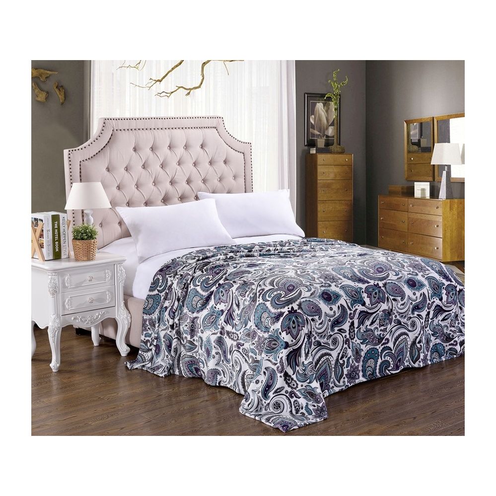 12 Wholesale Jessica Micro Plush Blanket Teal Paisley Print King 102