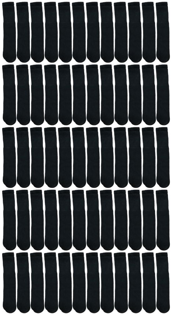 48 Wholesale Yacht & Smith Kids Solid Tube Socks Size 6-8 Black