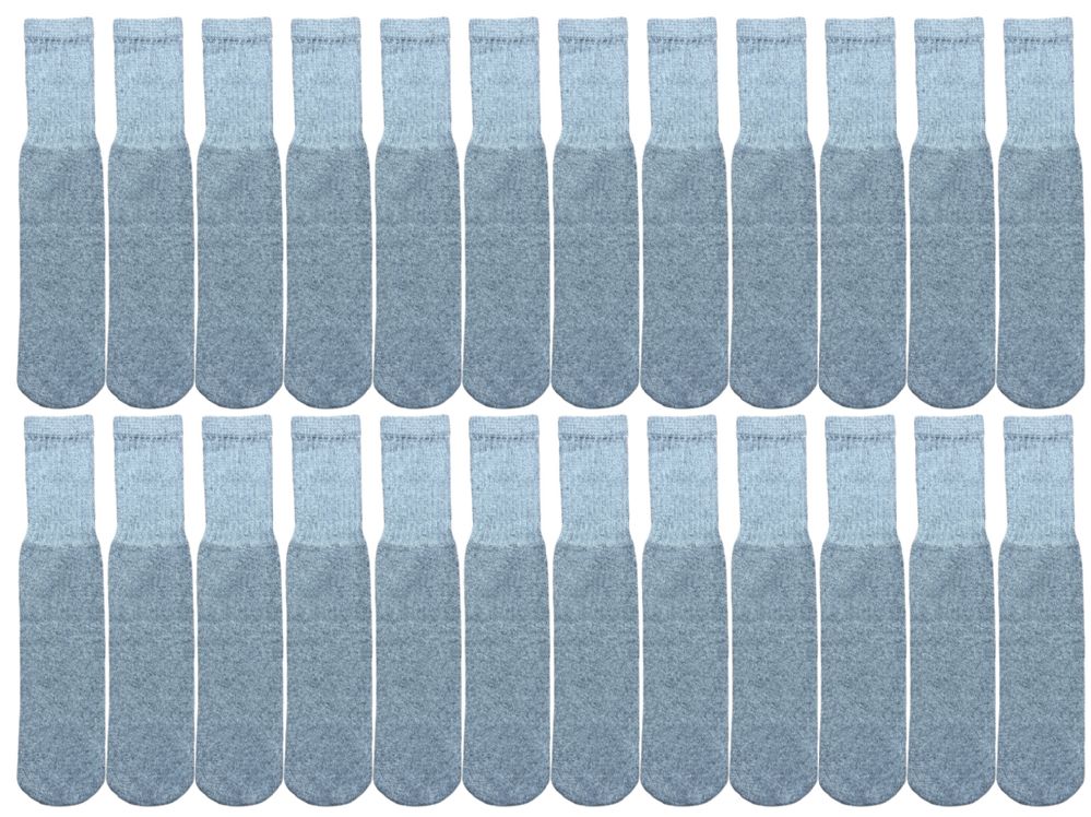 24 Pairs Yacht & Smith Kids Gray Solid Tube Socks Size 4-6 Bulk Pack - Boys Crew Sock