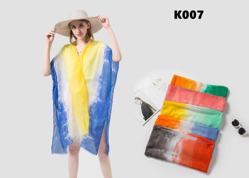 24 Wholesale Kimono Wrap Is Acrylic Color Blue/orange