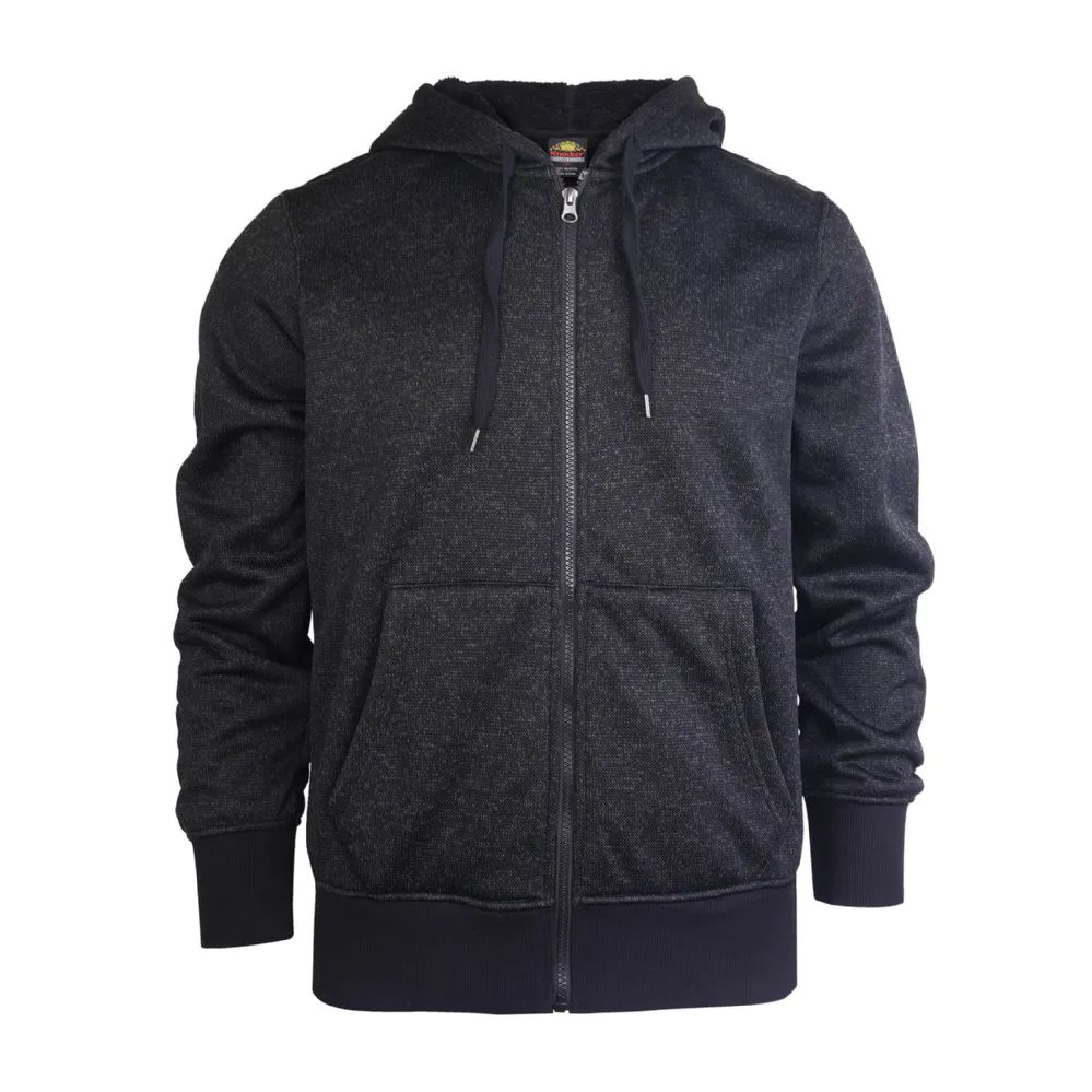 12 Wholesale Knocker Men's Sherpa Fleece Zipper Hoodie Size L at