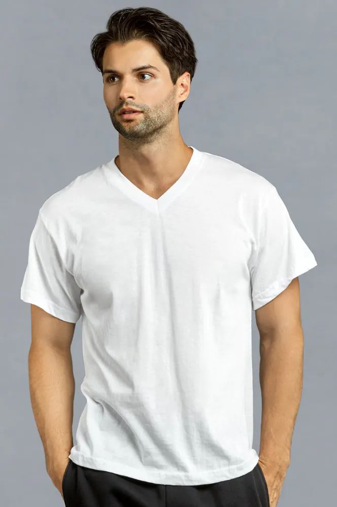 144 Wholesale Knocker Men's White V-Neck Shirts Size xl WSD