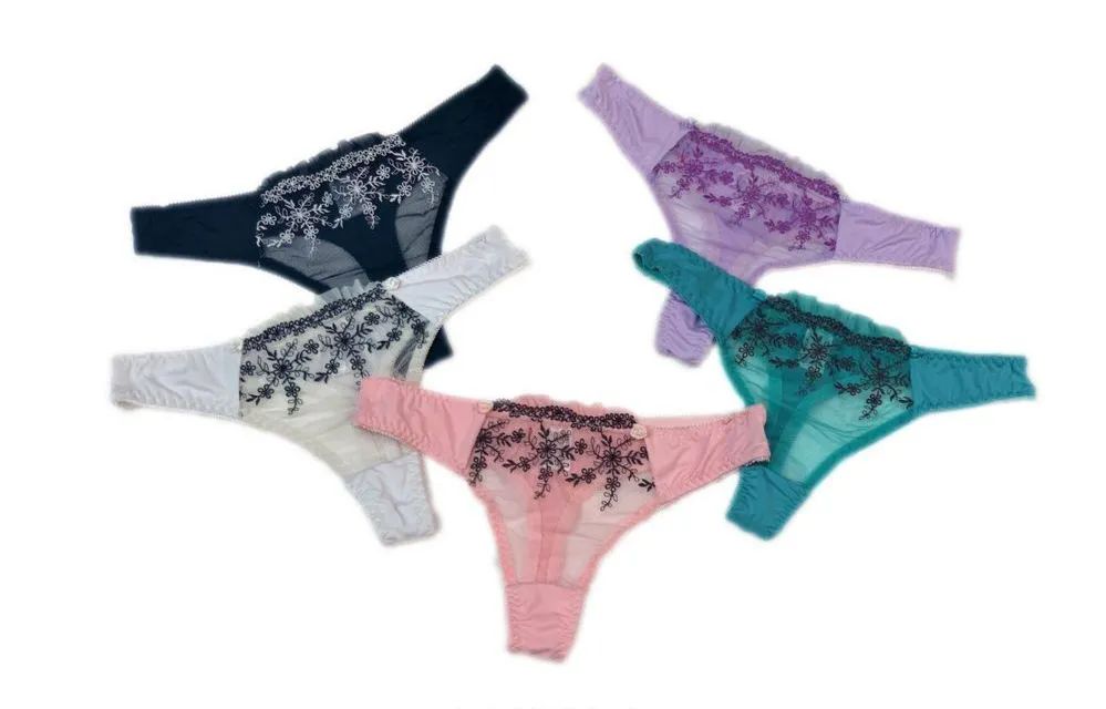 72 Pieces Ladies' Nylon Thong With Embroidery Size M - Womens