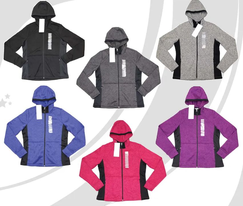36 Pieces of Ladies Performance Fleece Full Zip Hoodie Solid Heather Charcoal